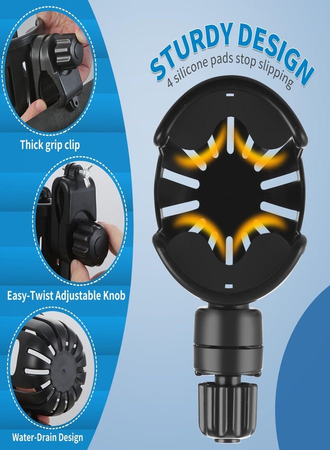 Fevbcnrj Stroller Cup Holder Compatible with Bob, Clip on Cupholder Attachment for Stroller, Cup Holder with Adjustable Clamp, Fits Most Cups, for Wheelchair, Walker, Bike, Scooter, Black - Image 3